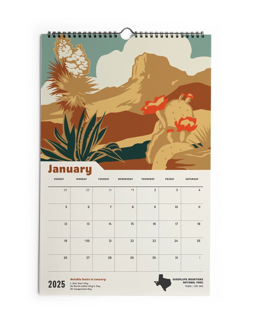 2025 National park Calendar - US Park Pass