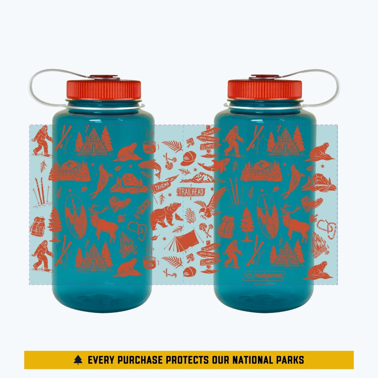Pacific Northwest Patterns Nalgene Water Bottle - US Park Pass