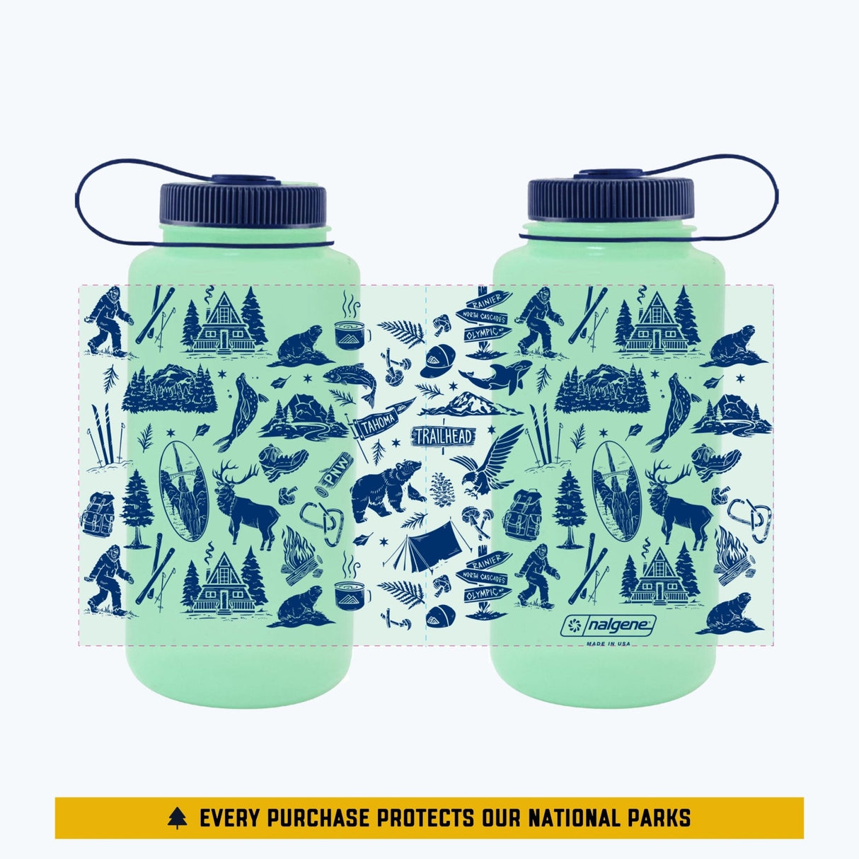 Pacific Northwest Patterns Nalgene Water Bottle - US Park Pass