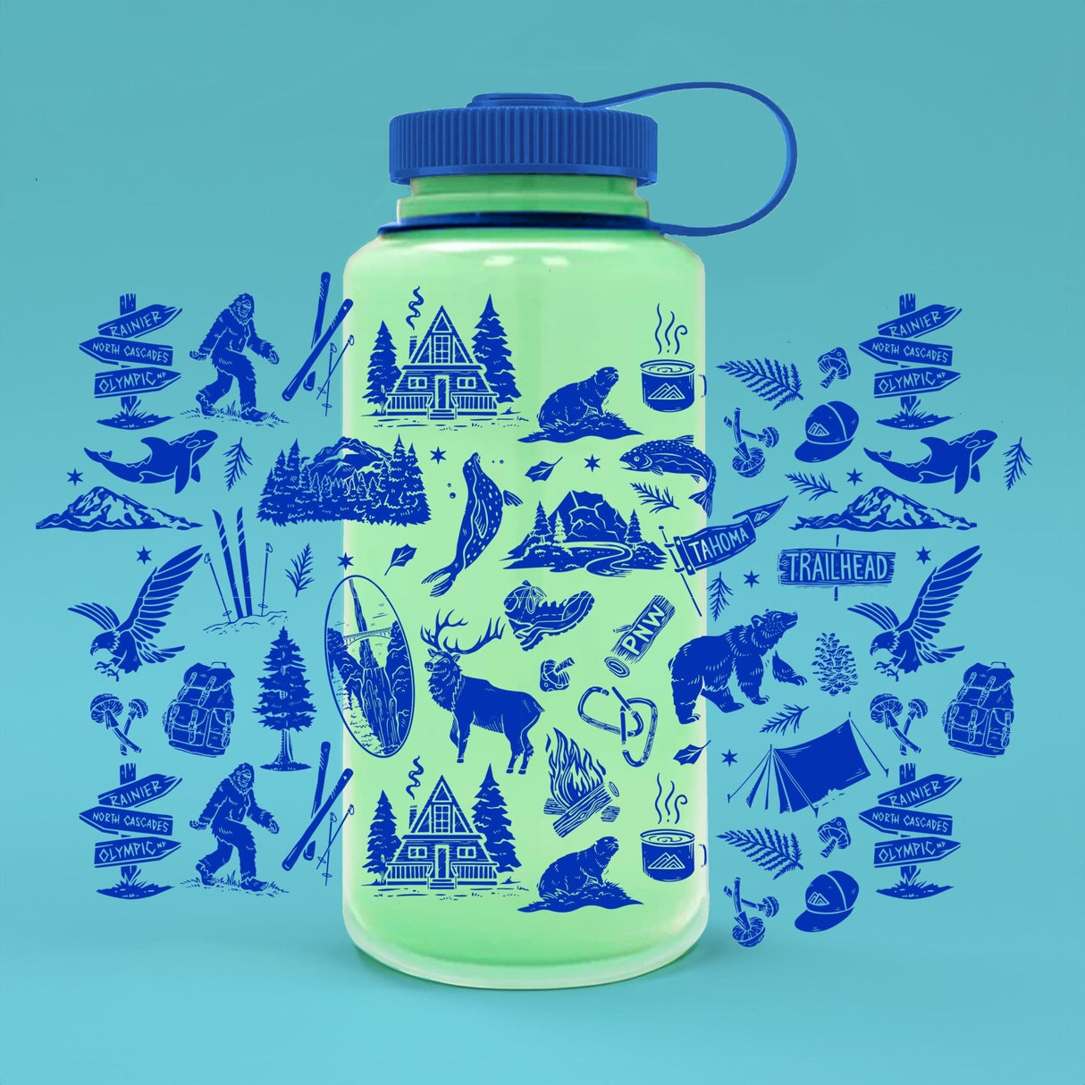 Pacific Northwest Patterns Nalgene Water Bottle - US Park Pass