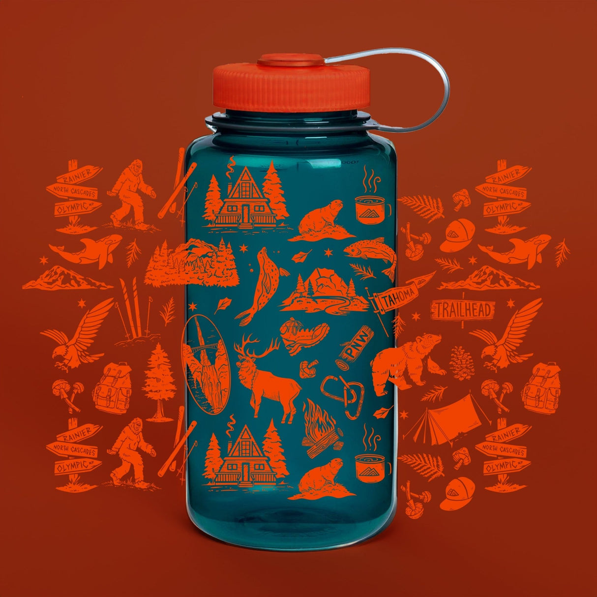 Pacific Northwest Patterns Nalgene Water Bottle - US Park Pass