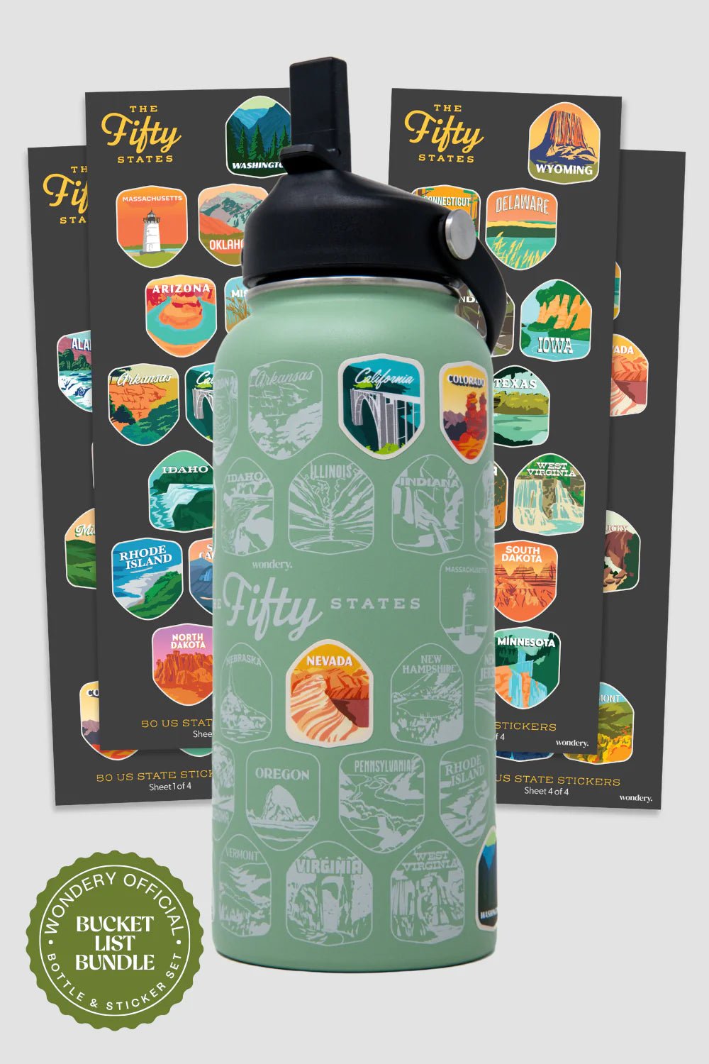 Fifty States Bucket List Water Bottle - US Park Pass