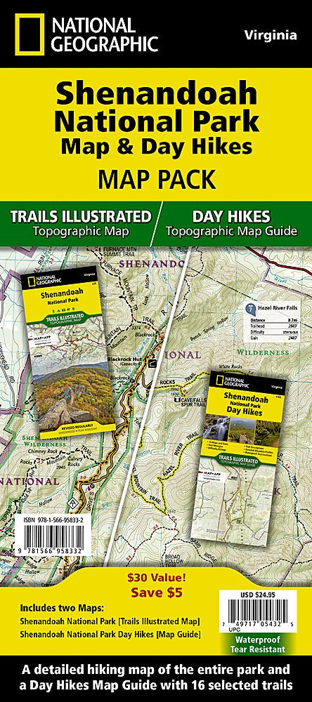 Shenandoah Day Hikes & National Park Map (Map Pack Bundle) - US Park Pass
