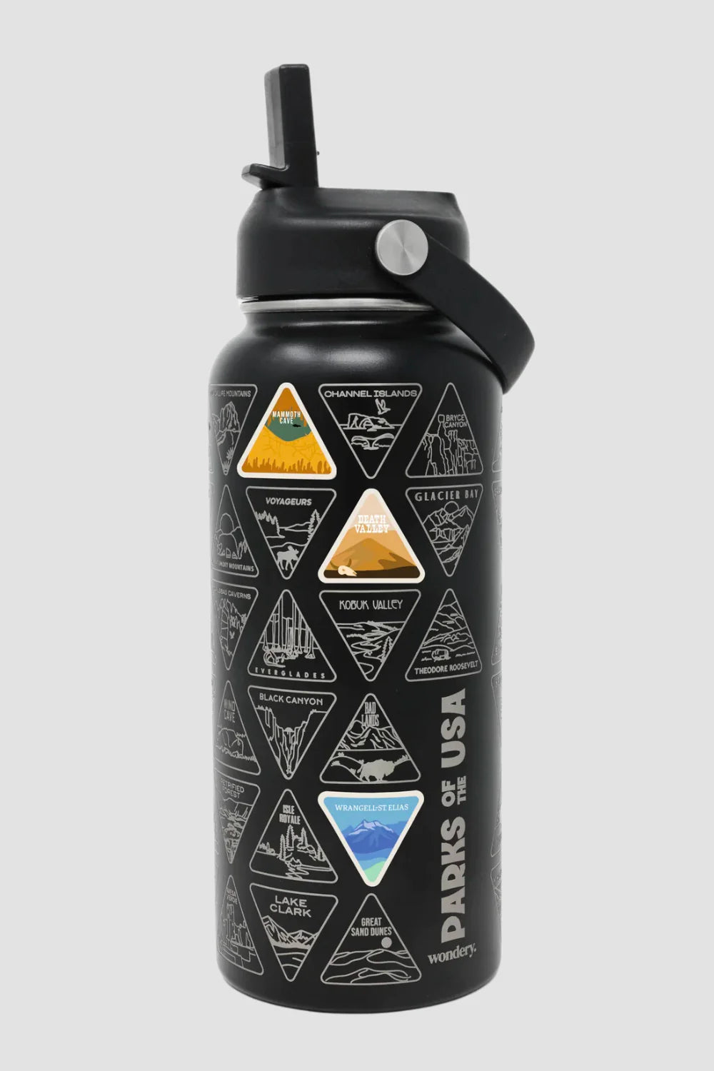 National Parks Tracker Water Bottle With Stickers, US Parks Gift
