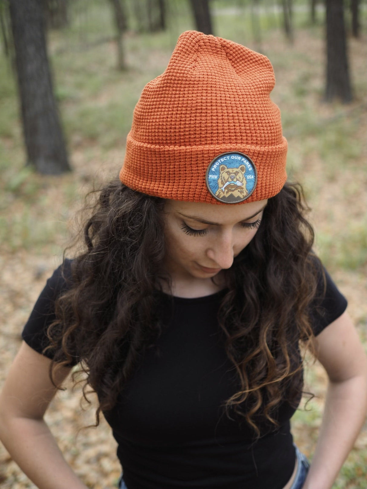 Protect Our Parks Bear Recycled Waffle Beanie