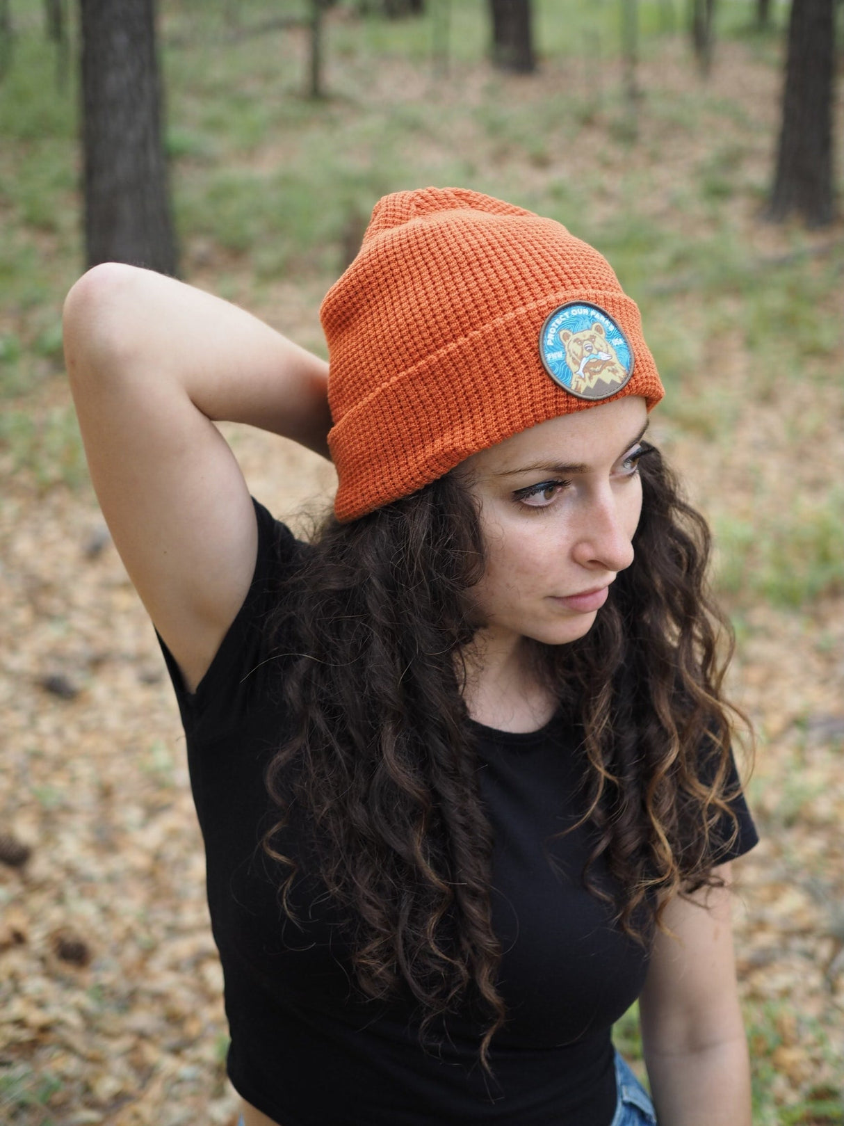 Protect Our Parks Bear Recycled Waffle Beanie