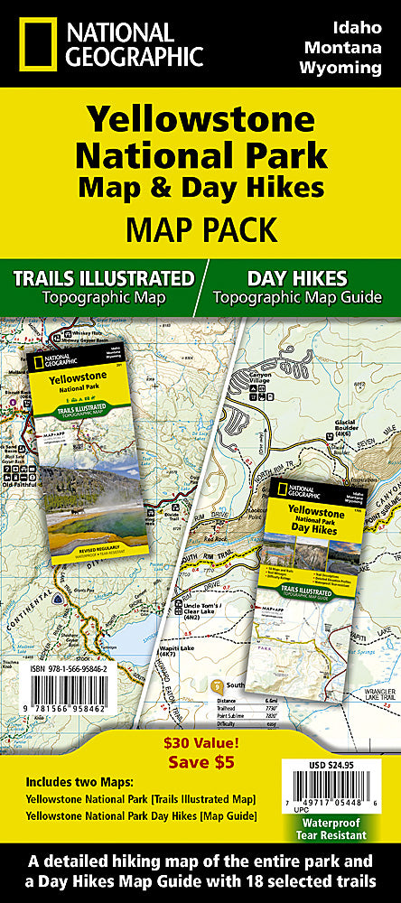 Yellowstone Day Hikes & National Park Map [Map Pack Bundle]